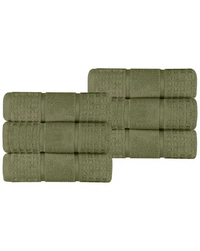 Superior Set Of 6 Zero Twist Cotton Waffle Honeycomb Plush Soft Absorbent Hand  Towels