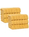 Superior Set Of 6 Zuma Zero Twist Cotton Medium Weight Absorbent Hand Towels