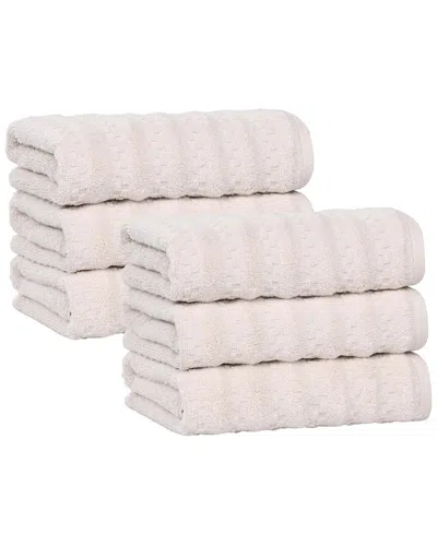 Superior Set Of 6 Zuma Zero Twist Cotton Medium Weight Absorbent Hand Towels