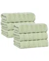 Superior Set Of 6 Zuma Zero Twist Cotton Medium Weight Absorbent Hand Towels