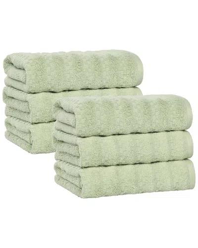 Superior Set Of 6 Zuma Zero Twist Cotton Medium Weight Absorbent Hand Towels