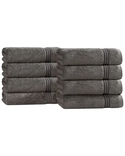 Superior Set Of 8 Heritage Egyptian Cotton Highly Absorbent Solid Ultra Soft  Hand Towels In Gray