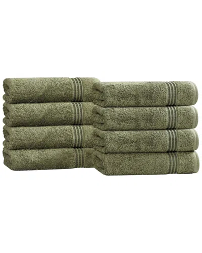 Superior Set Of 8 Heritage Egyptian Cotton Highly Absorbent Solid Ultra Soft  Hand Towels In Green