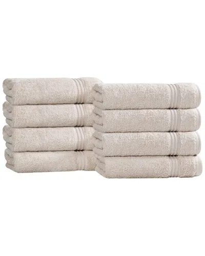 Superior Set Of 8 Heritage Egyptian Cotton Highly Absorbent Solid Ultra Soft  Hand Towels In White
