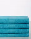 Superior Set Of Four Eco-friendly Bath Cotton Towels In Blue