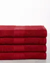 Superior Set Of Four Eco-friendly Bath Cotton Towels In Red