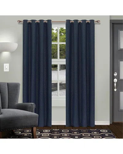 Superior Shimmer Insulated Thermal Blackout Grommet Curtain Panel Set In Blue