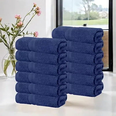 Superior Smart Dry Cotton 12pc Face Towel 12-pc. Quick Dry Bath Towel Set In Blue