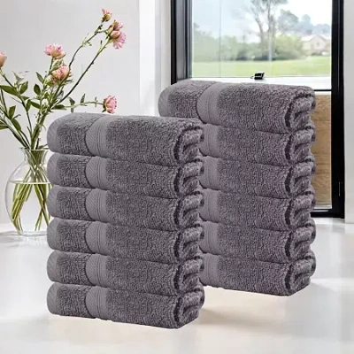 Superior Smart Dry Cotton 12pc Face Towel 12-pc. Quick Dry Bath Towel Set In Gray