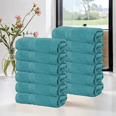 Superior Smart Dry Cotton 12pc Face Towel 12-pc. Quick Dry Bath Towel Set In Green