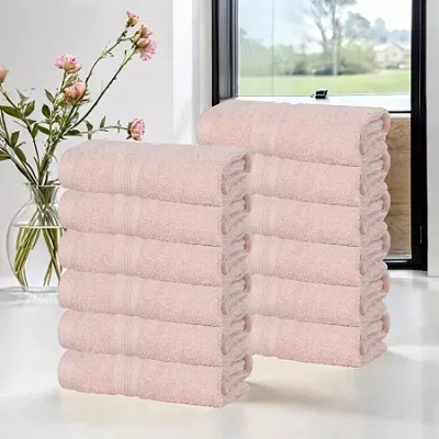 Superior Smart Dry Cotton 12pc Face Towel 12-pc. Quick Dry Bath Towel Set In Pink