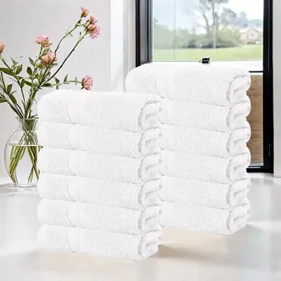 Superior Smart Dry Cotton 12pc Face Towel 12-pc. Quick Dry Bath Towel Set In White
