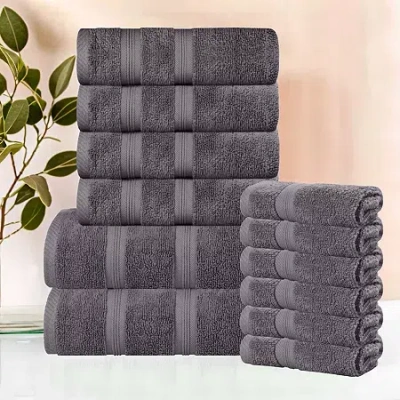 Superior Smart Dry Cotton 12pc Towel Set 12-pc. Quick Dry Bath Towel Set In Gray