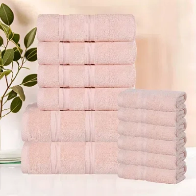 Superior Smart Dry Cotton 12pc Towel Set 12-pc. Quick Dry Bath Towel Set In Pink