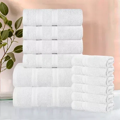 Superior Smart Dry Cotton 12pc Towel Set 12-pc. Quick Dry Bath Towel Set In White