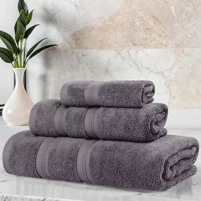 Superior Smart Dry Cotton 3pc Towel Set 3-pc. Quick Dry Bath Towel Set In Gray