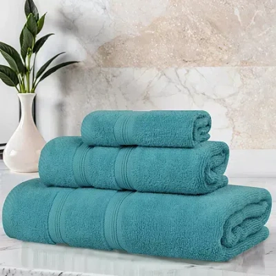 Superior Smart Dry Cotton 3pc Towel Set 3-pc. Quick Dry Bath Towel Set In Green
