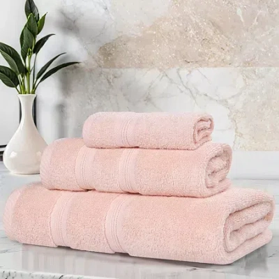 Superior Smart Dry Cotton 3pc Towel Set 3-pc. Quick Dry Bath Towel Set In Pink