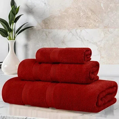 Superior Smart Dry Cotton 3pc Towel Set 3-pc. Quick Dry Bath Towel Set In Red