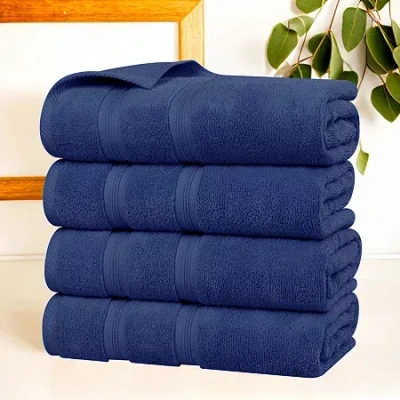 Superior Smart Dry Cotton 4pc Bath Towel 4-pc. Quick Dry Bath Towel Set In Blue