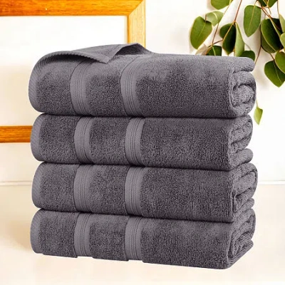 Superior Smart Dry Cotton 4pc Bath Towel 4-pc. Quick Dry Bath Towel Set In Gray
