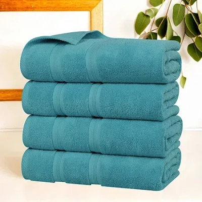 Superior Smart Dry Cotton 4pc Bath Towel 4-pc. Quick Dry Bath Towel Set In Green