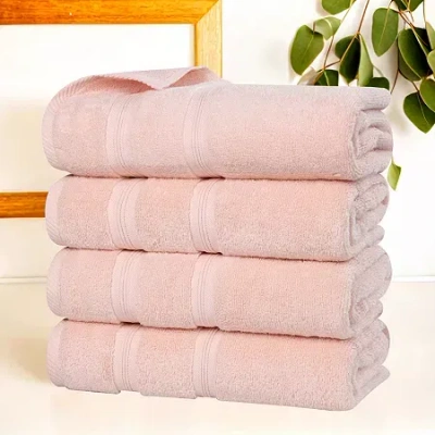 Superior Smart Dry Cotton 4pc Bath Towel 4-pc. Quick Dry Bath Towel Set In Pink