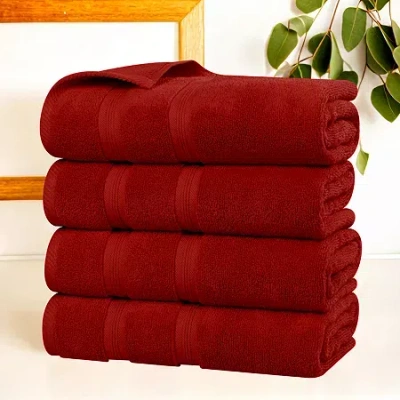 Superior Smart Dry Cotton 4pc Bath Towel 4-pc. Quick Dry Bath Towel Set In Red