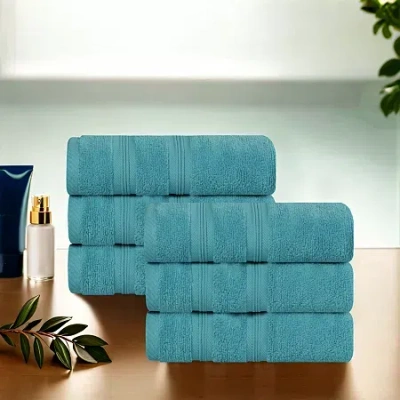 Superior Smart Dry Cotton 6pc Hand Towel 6-pc. Quick Dry Bath Towel Set In Green