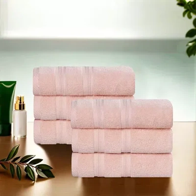 Superior Smart Dry Cotton 6pc Hand Towel 6-pc. Quick Dry Bath Towel Set In Pink