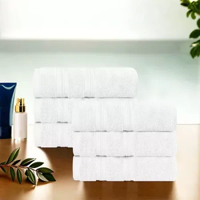 Superior Smart Dry Cotton 6pc Hand Towel 6-pc. Quick Dry Bath Towel Set In White