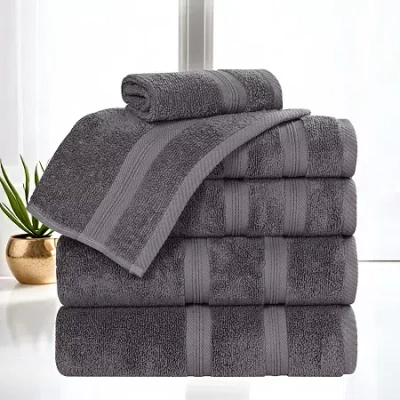 Superior Smart Dry Cotton 6pc Towel Set 6-pc. Quick Dry Bath Towel Set In Gray