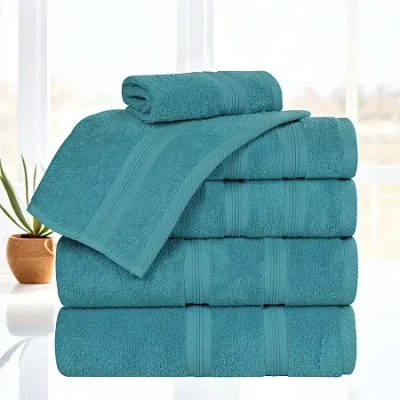 Superior Smart Dry Cotton 6pc Towel Set 6-pc. Quick Dry Bath Towel Set In Green