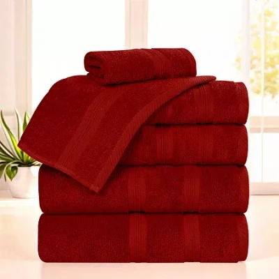 Superior Smart Dry Cotton 6pc Towel Set 6-pc. Quick Dry Bath Towel Set In Red