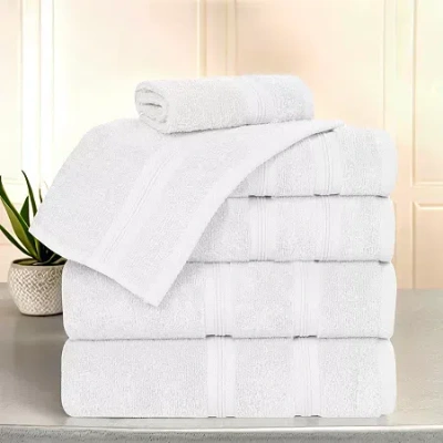 Superior Smart Dry Cotton 6pc Towel Set 6-pc. Quick Dry Bath Towel Set In White