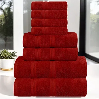 Superior Smart Dry Cotton 8pc Towel Set 8-pc. Quick Dry Bath Towel Set In Red