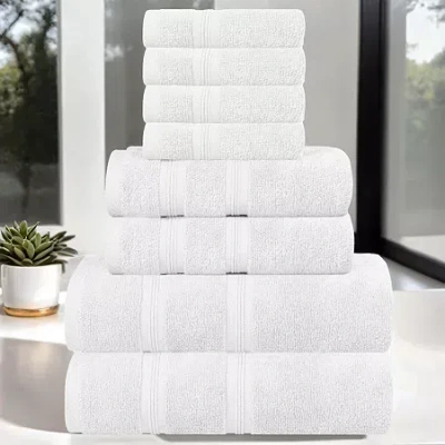 Superior Smart Dry Cotton 8pc Towel Set 8-pc. Quick Dry Bath Towel Set In White
