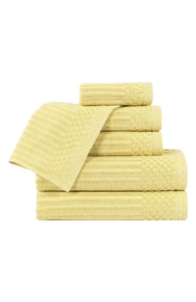 Superior Soho 6-piece Textured Cotton Bath Towel Set In Yellow