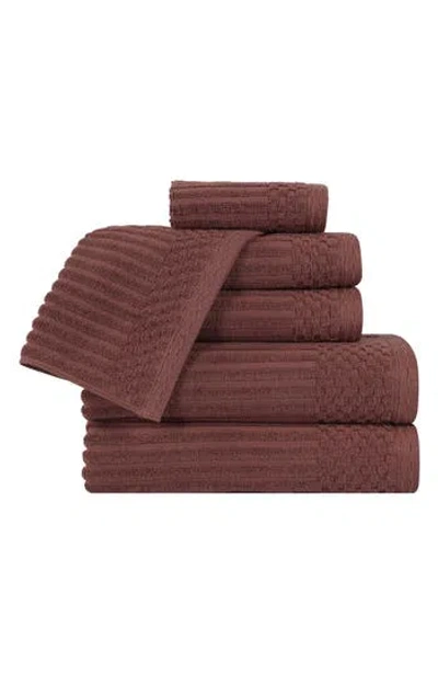 Superior Soho 6-piece Textured Cotton Bath Towel Set In Brown