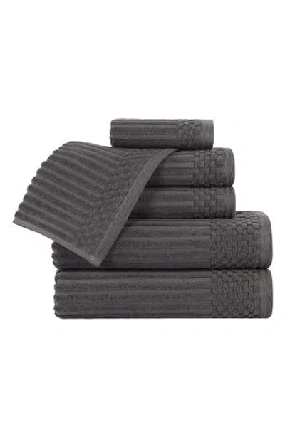 Superior Soho 6-piece Textured Cotton Bath Towel Set In Gray
