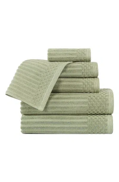 Superior Soho 6-piece Textured Cotton Bath Towel Set In Green