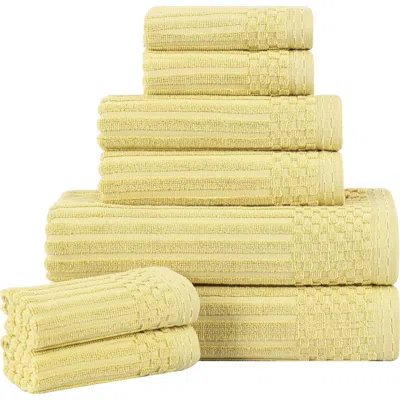 Superior Soho 8-piece Rib Cotton Bath Towel Set In Yellow