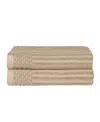 Superior Soho Checkered Border Cotton 2 Piece Bath Towel Set, 54" X 27" In Ivory