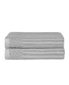 Superior Soho Checkered Border Cotton 2 Piece Bath Towel Set, 54" X 27" In Silver