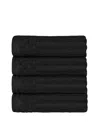 Superior Soho Checkered Border Cotton 4 Piece Cotton Hand Towel Set, 28" X 16" In Black