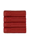 Superior Soho Checkered Border Cotton 4 Piece Cotton Hand Towel Set, 28" X 16" In Burgundy