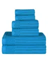 Superior Soho Checkered Border Cotton 6 Piece Towel Set In Azure