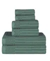 Superior Soho Checkered Border Cotton 6 Piece Towel Set Bedding In Basil