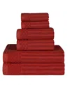 Superior Soho Checkered Border Cotton 6 Piece Towel Set In Burgundy