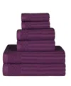 Superior Soho Checkered Border Cotton 6 Piece Towel Set Bedding In Plum